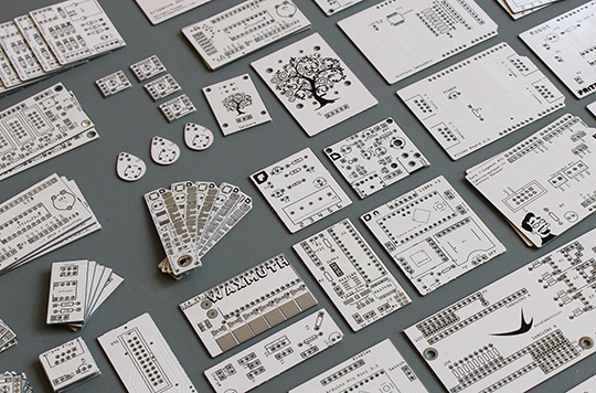Image of PCBs made with Fritzing Fab (black on white)