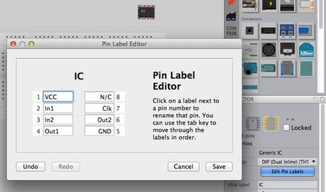 New pin label editor